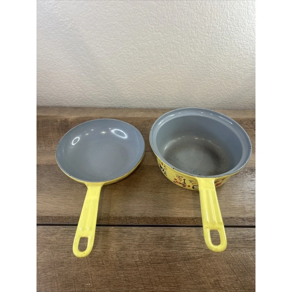 1950's Descoware Robert Markley / Enamel  Coated Cast Iron Pot‎ and Pan